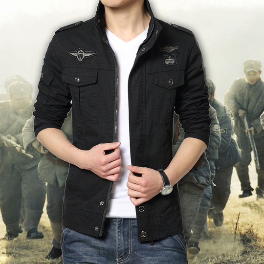 Herren Militärinspirierte Canvas-Fieldjacke mit Mehrfach-Taschen und Stehkragen Nord Taschen