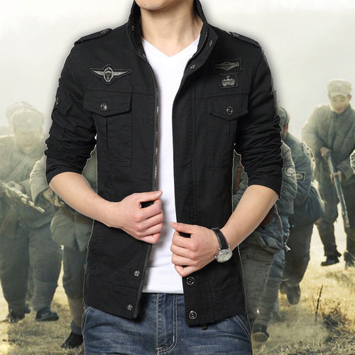 Herren Militärinspirierte Canvas-Fieldjacke mit Mehrfach-Taschen und Stehkragen Nord Taschen