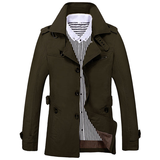 Herren Eleganter Field‑Trench mit tailliertem Schnitt, Schulterklappen und verstellbaren Manschetten Nord Taschen