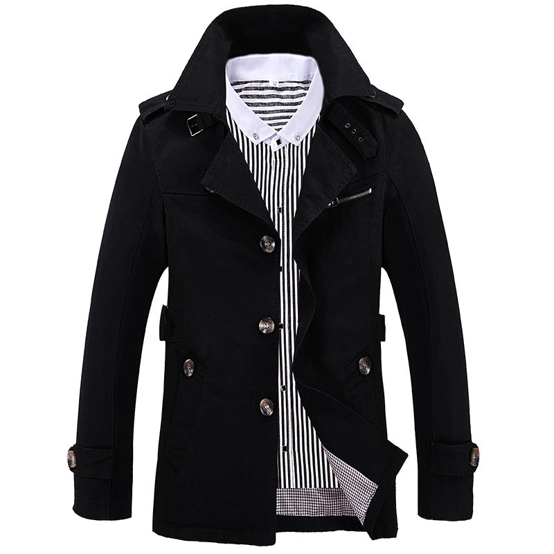 Herren Kurztrenchcoat mit Stehkragen Schulterklappen und Tailleneinstellung Nord Taschen