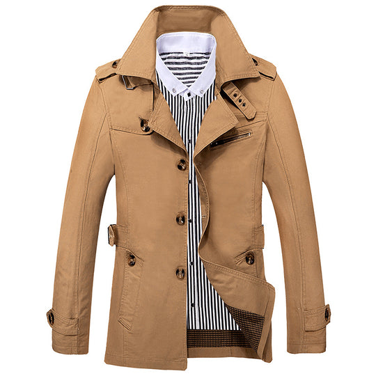 Herren Eleganter Field‑Trench mit tailliertem Schnitt, Schulterklappen und verstellbaren Manschetten Nord Taschen