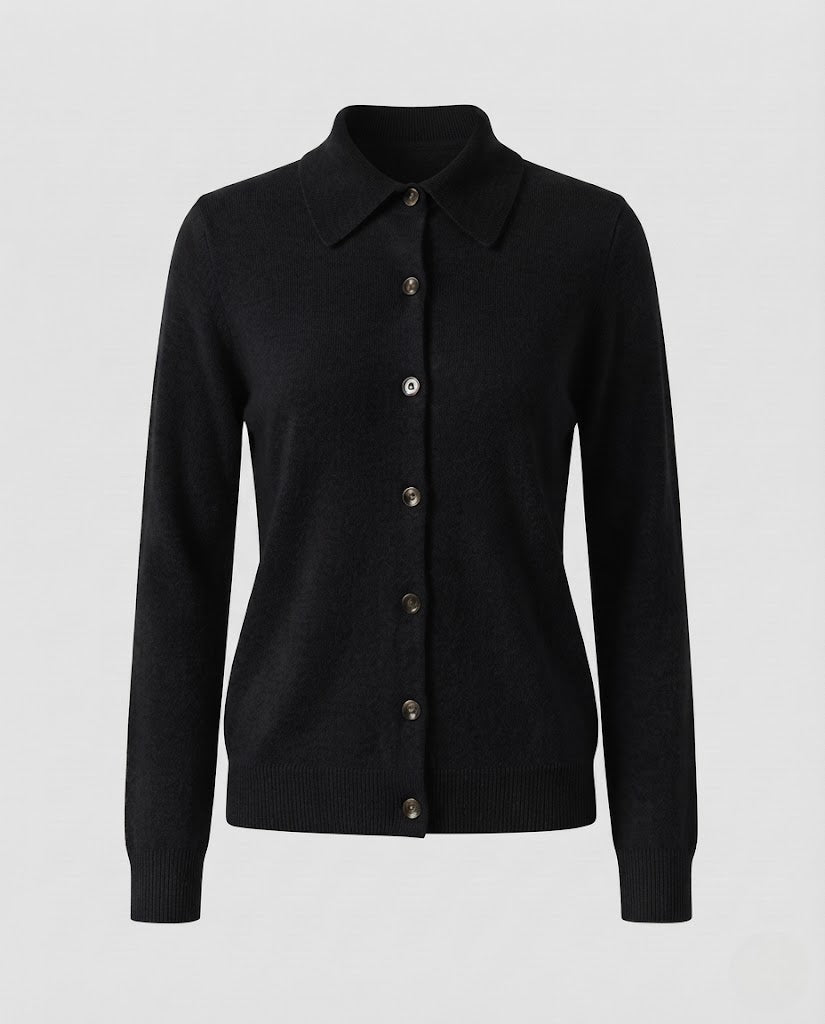 Damen Feiner Strick-Cardigan mit Hemdkragen, durchgehender Knopfleiste und kaschmirweicher Qualität Nord Taschen