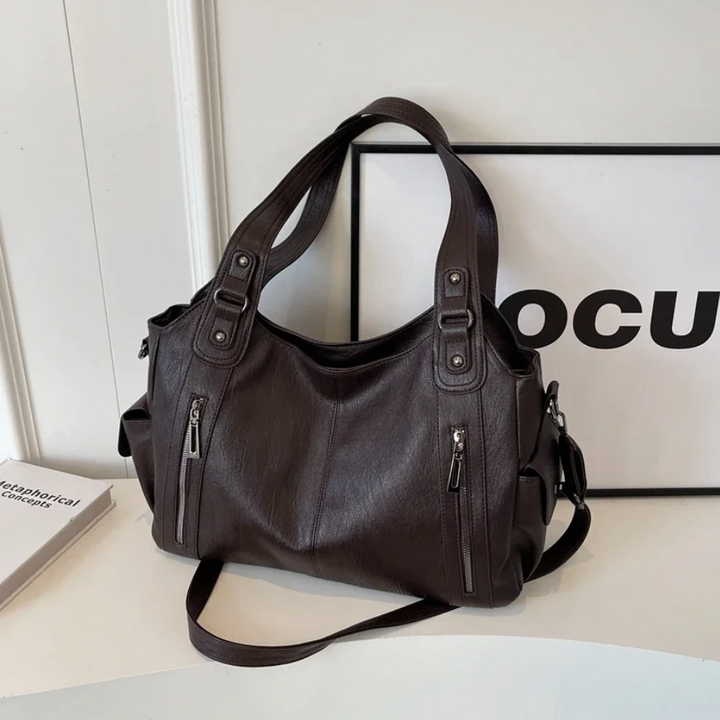 Stilvolle Lederhandtasche Mit Reißverschluss