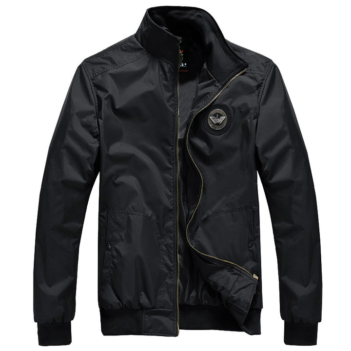 Men's  sleek nylon storm bomber jacket with stand collar fleece-lined throat and zip-front welt pockets Nord Taschen