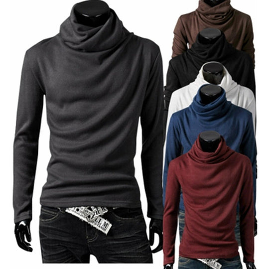 Herren Slim-Fit Langarmshirt mit großzügigem Schlauchkragen und figurbetonter Silhouette Nord Taschen