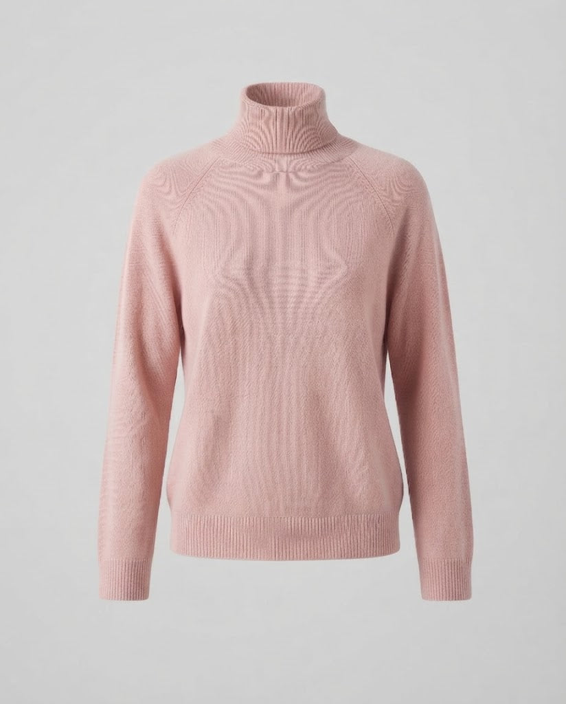 Damen Feinstrick-Rollkragenpullover aus Kaschmir-Mix mit Raglanärmeln und feinem Rippbund Nord Taschen