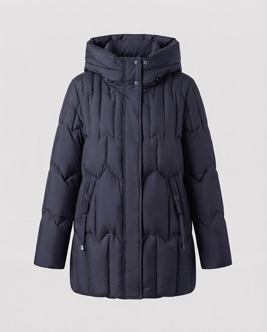 Damen Kurzsteppparka mit voluminöser Kapuze, Kordelzug und Thermofüllung Nord Taschen