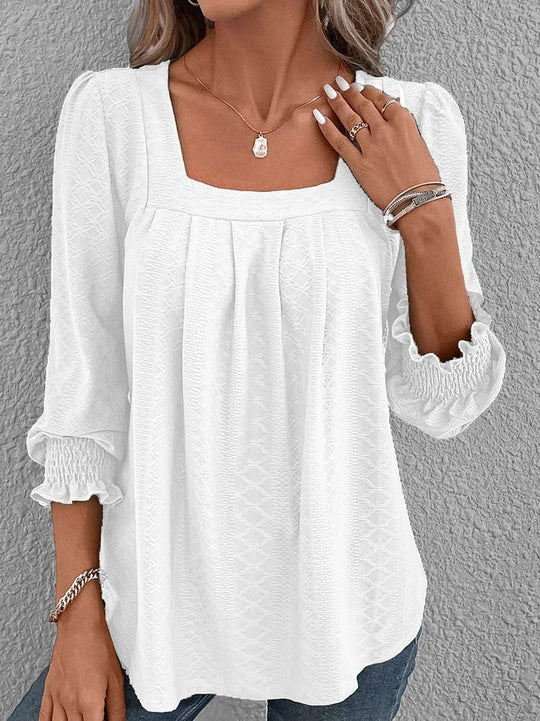 Baumwollbluse Mit Eckigem Ausschnitt