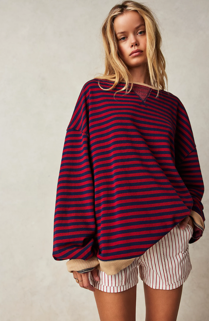 Nord Taschen | Oversized Gestreiftes Damen Sweatshirt