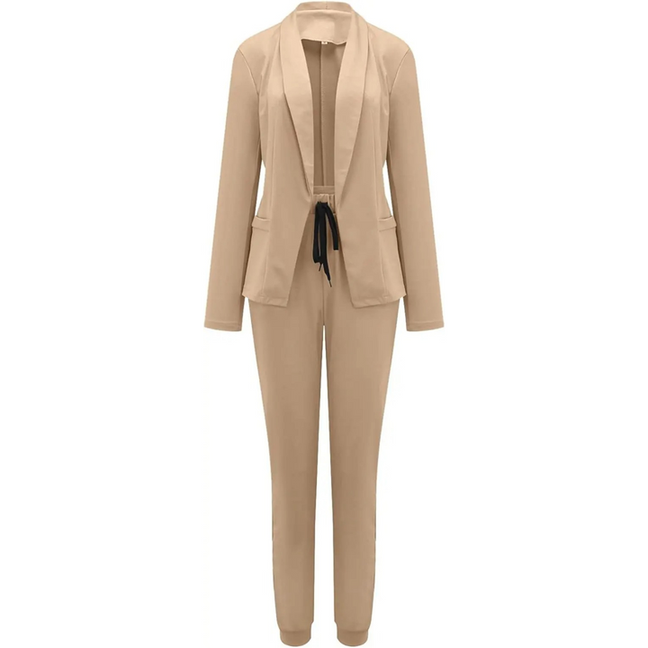 Slim-Fit Blazer und Hose Set in einfarbiger Farbe