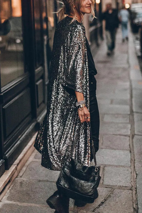 Glamour Kimono aus Pailletten mit Schlüsselloch - Arvani