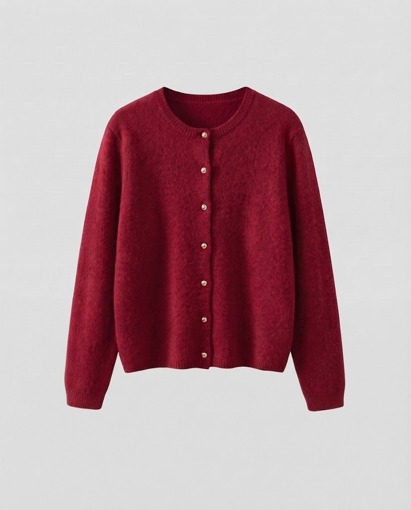 Damen Feiner Wollmix‑Knopfcardigan mit dekorativen goldfarbenen Druckknöpfen Nord Taschen
