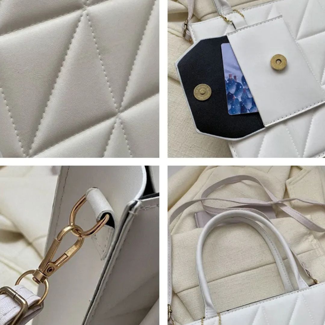 Nord Taschen | Handtasche mit Quadratprägung - Stilvolle Umhängetasche mit praktischer Kartenhülle