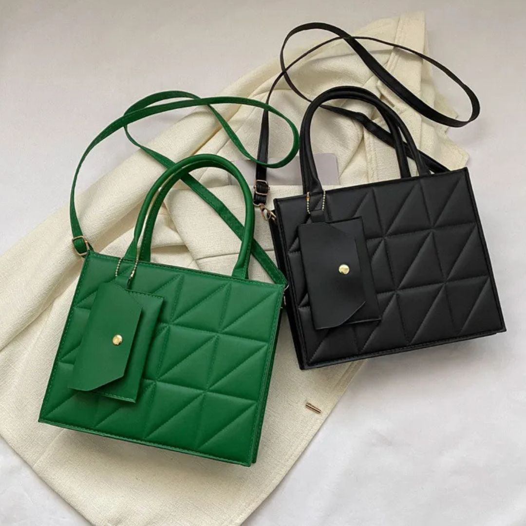 Nord Taschen | Handtasche mit Quadratprägung - Stilvolle Umhängetasche mit praktischer Kartenhülle