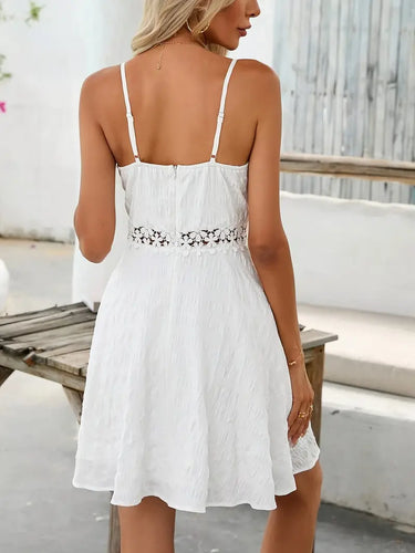 Elegantes Kleid Ohne Ärmel mit Spitze, Eng Anliegender Schnitt, A-Linie und Atmungsaktivität für Strand und Fest. - Arvani
