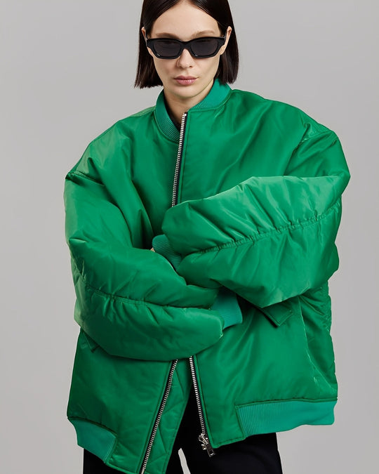 Damen Oversize Bomberjacke mit Reißverschluss - Vittorelli