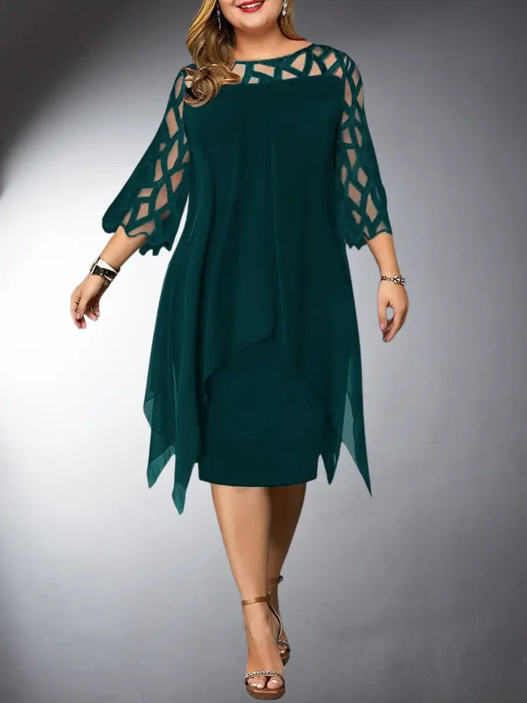Elegantes Plus Size Spitzen-Midi-Kleid