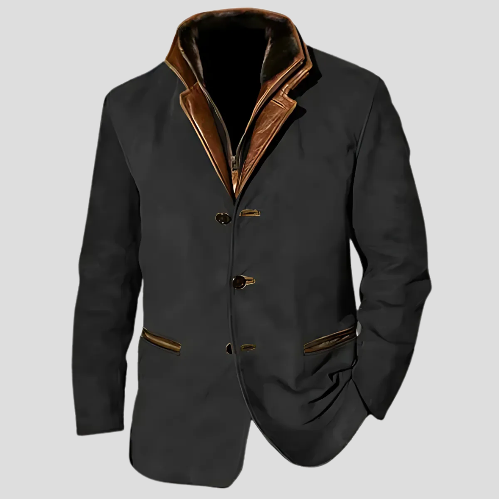 Retro Kontrastkragenjacke für Herren