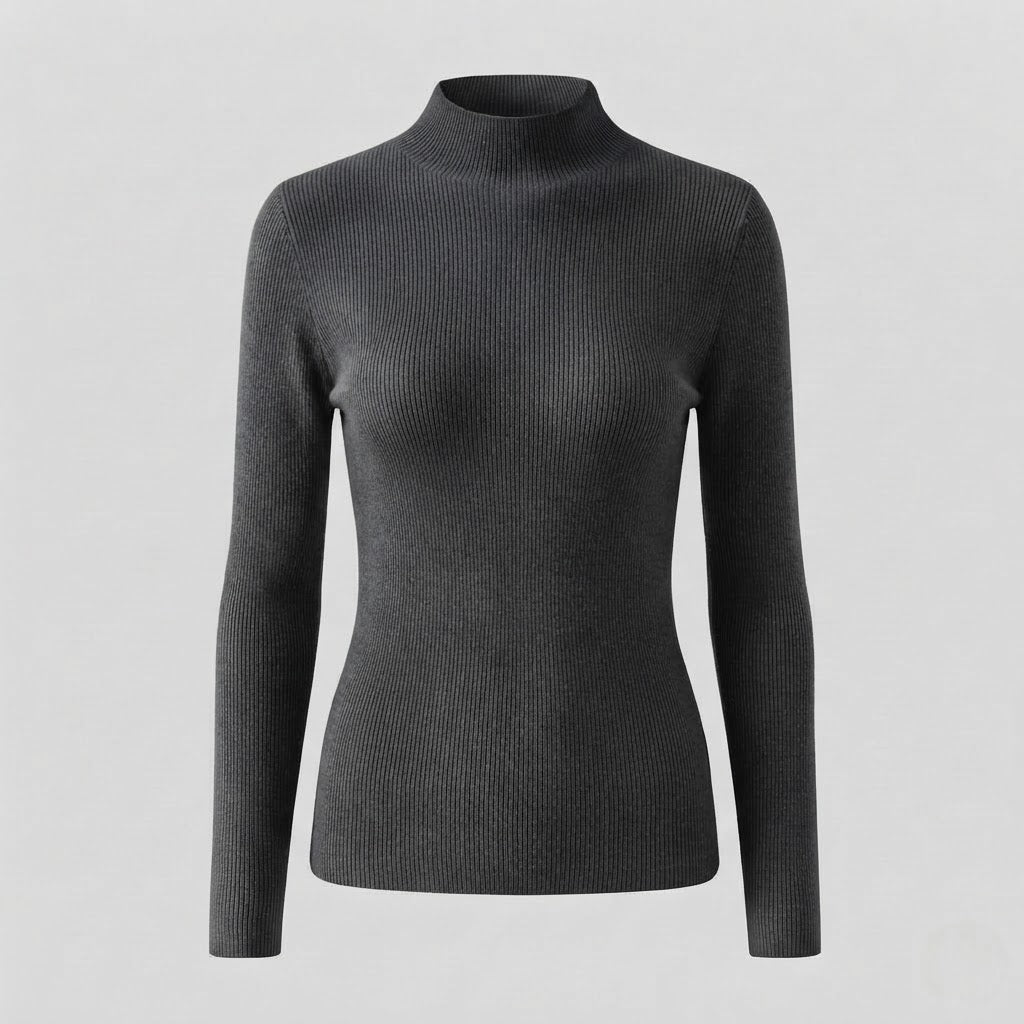 Damen Eleganter Slim-Fit Rollkragenpullover aus flauschigem Angora-Mix mit feiner Rippstruktur Nord Taschen