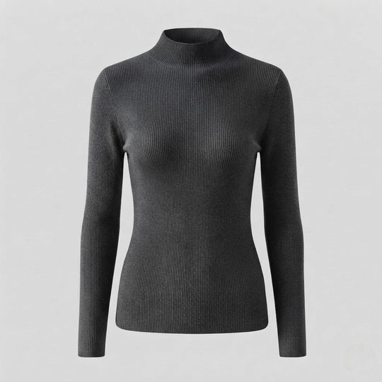 Damen Eleganter Slim-Fit Rollkragenpullover aus flauschigem Angora-Mix mit feiner Rippstruktur Nord Taschen
