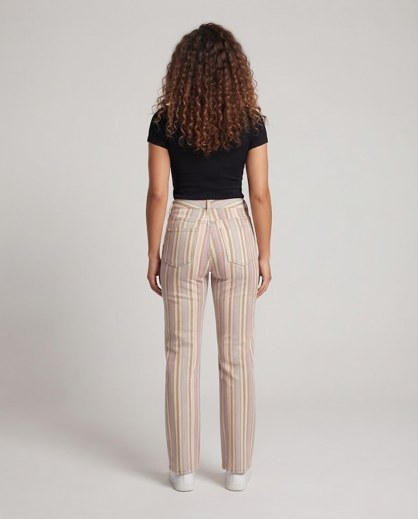 Damen Weite Highwaist-Hose mit Längsstreifen und Five-Pocket-Schnitt Nord Taschen