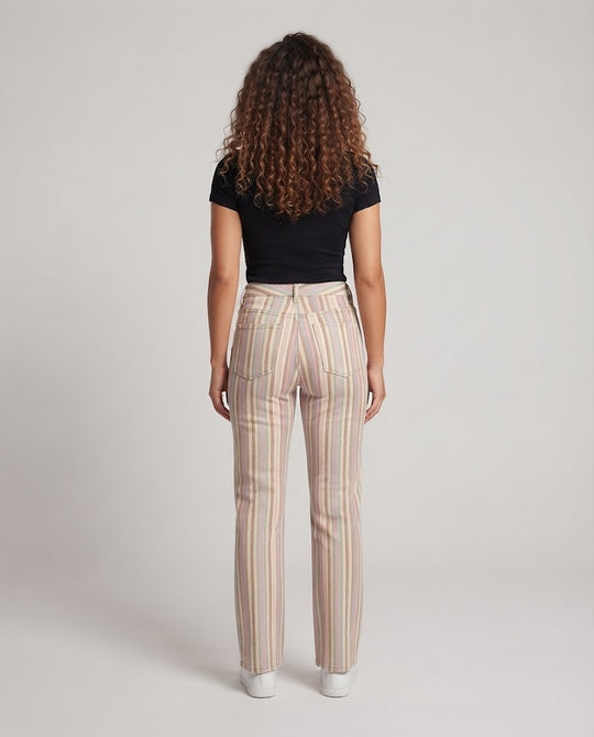 Damen Weite Highwaist-Hose mit Längsstreifen und Five-Pocket-Schnitt Nord Taschen
