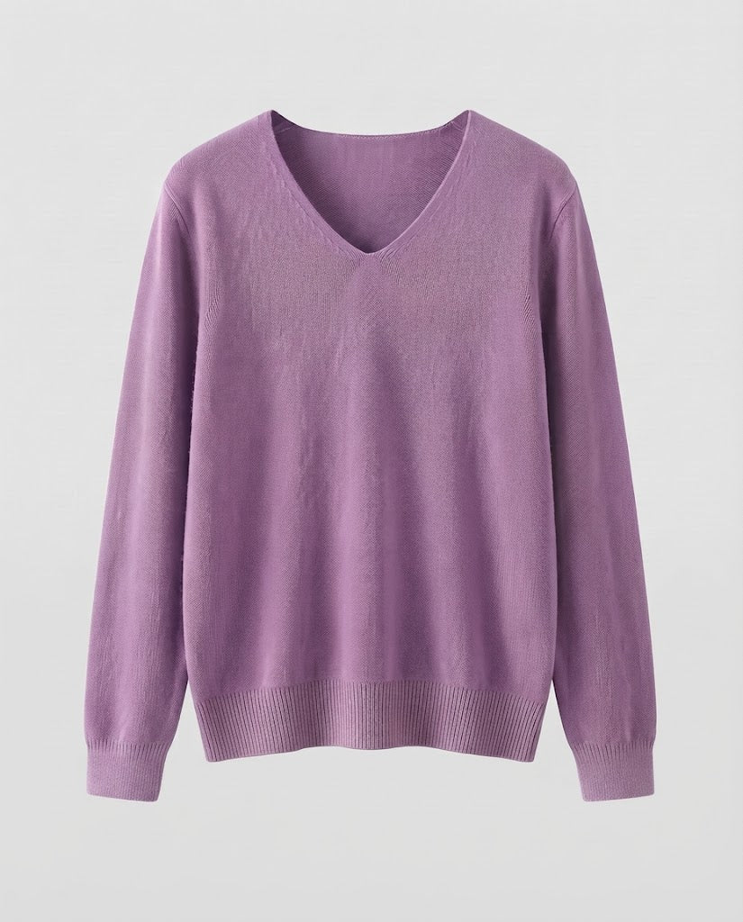 Damen Feinstrick-V-Ausschnitt-Pullover aus kuscheligem Angora-Mix Nord Taschen