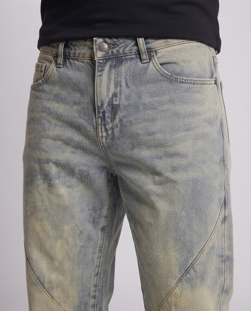 Herren Baggy-Jeans im Vintage-Palazzo-Cut mit diagonalem Paneel und tiefem Schritt Nord Taschen