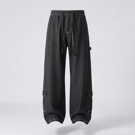 Herren Weite Baggy-Cargo-Hose mit Tunnelzug, Kontrastnähten & Utility-Tasche Nord Taschen