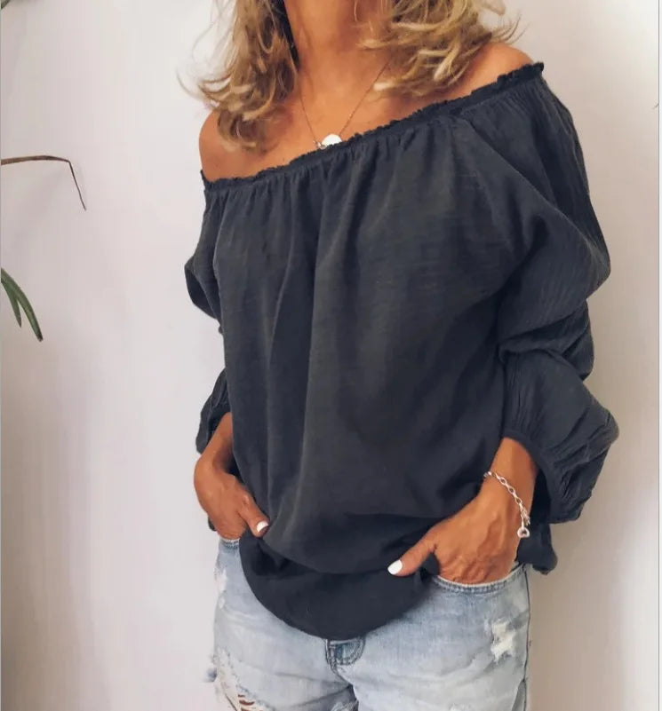 Off Shoulder Bluse mit Eleganten Ballonärmeln