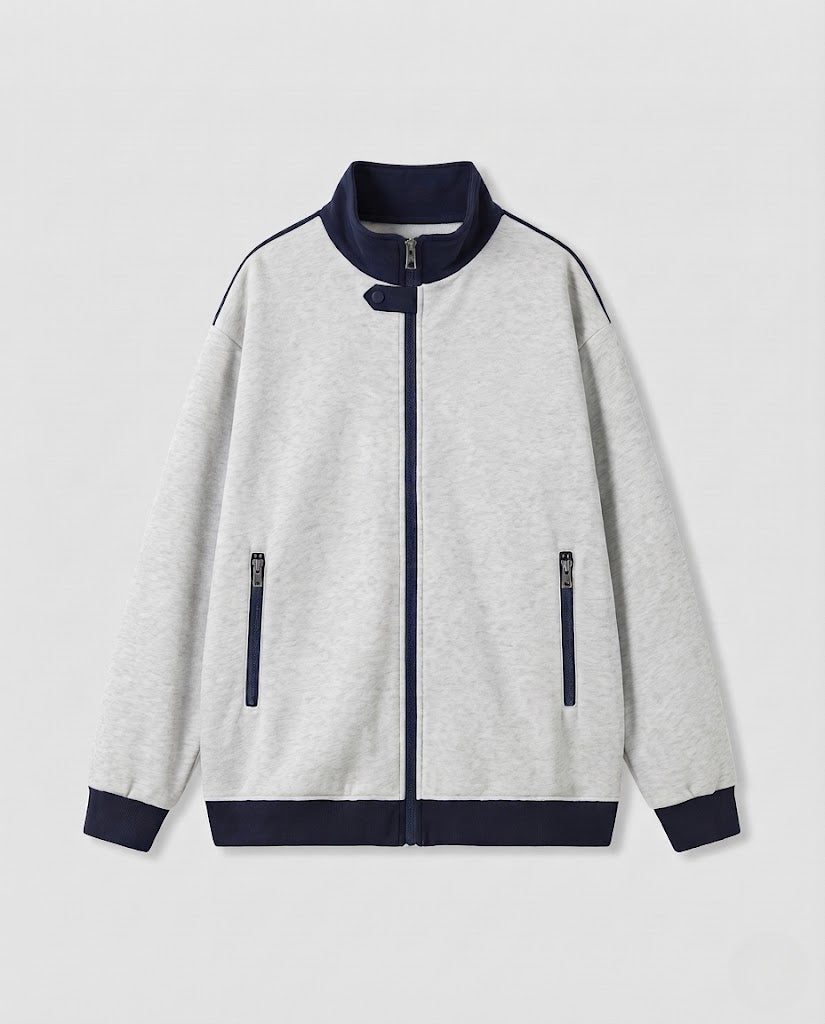 Herren Sportive Trackjacke mit Stehkragen und Kontrastpaspeln Nord Taschen
