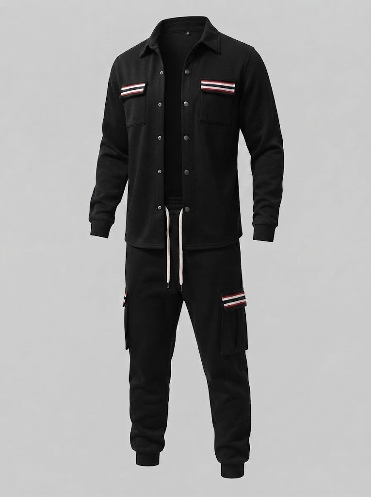 Herren-Cargo-Jogginganzug mit Overshirt, Kordelzug und kontrastierenden Klappentaschen Nord Taschen
