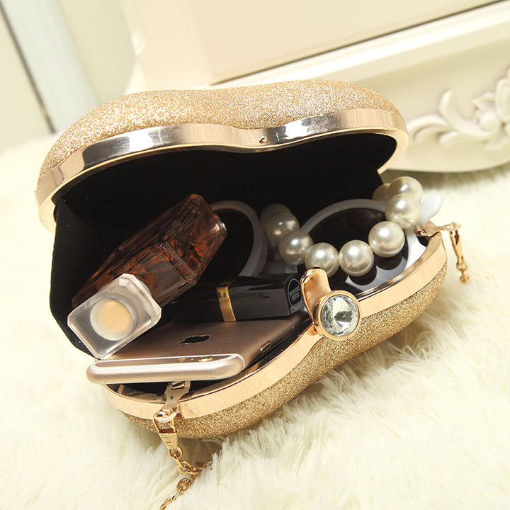 Damen Herzförmige Clutch-Tasche mit funkelndem Verschluss Nord Taschen