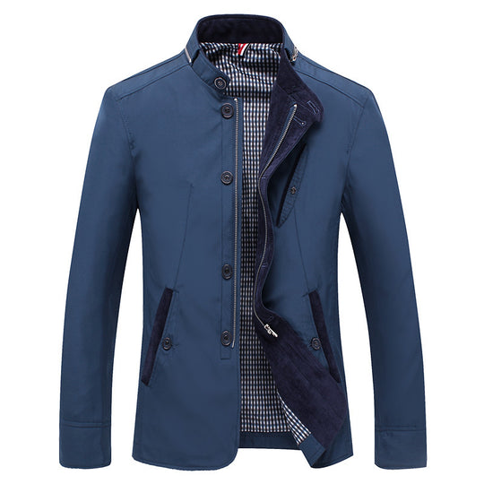 Herren Leichte taillierte Übergangsjacke mit Stehkragen und Zwei-Wege-Verschluss Nord Taschen