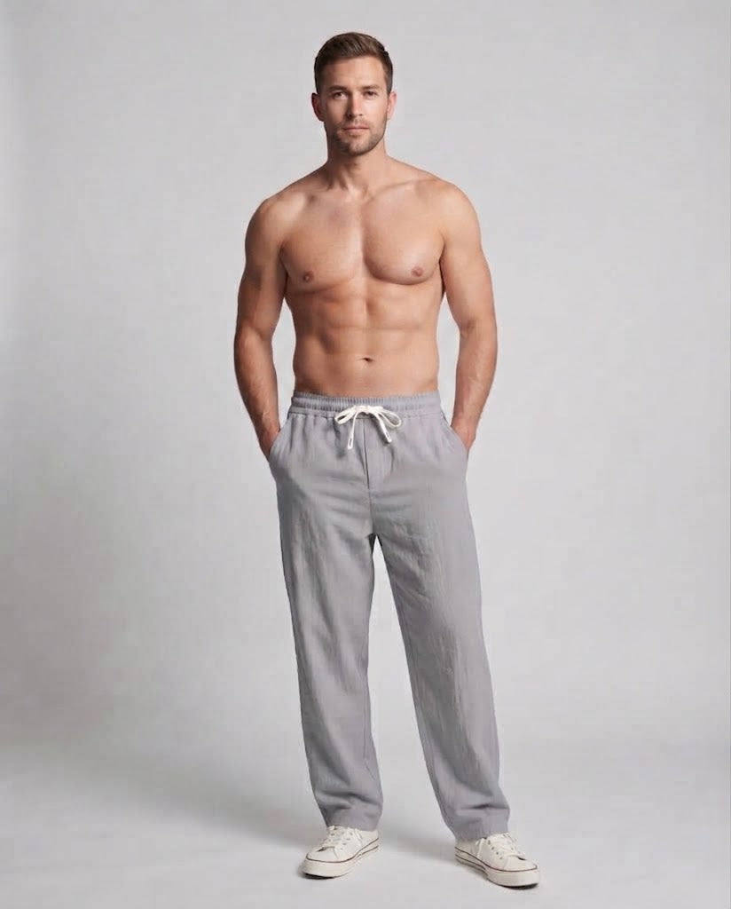 Herren Wide Chino-Hosen im Relaxed Fit mit Saum und Falten Nord Taschen