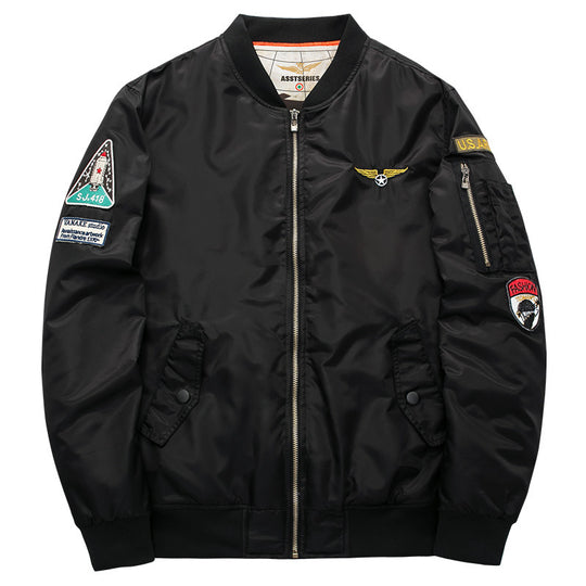 Men's  pilot-inspired patch-detail nylon flight jacket with sleeve zip pocket Nord Taschen