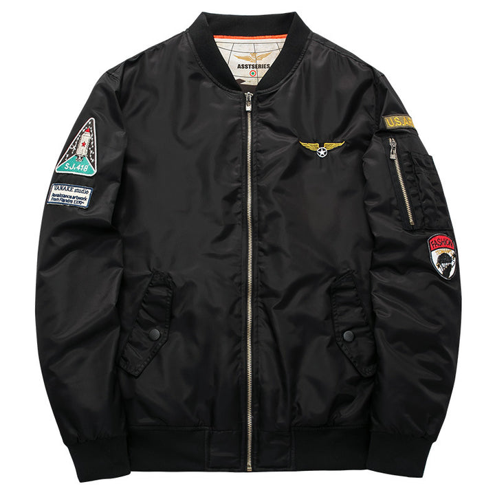Men's  pilot-inspired patch-detail nylon flight jacket with sleeve zip pocket Nord Taschen