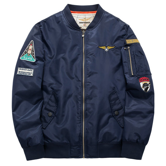 Men's  pilot-inspired patch-detail nylon flight jacket with sleeve zip pocket Nord Taschen