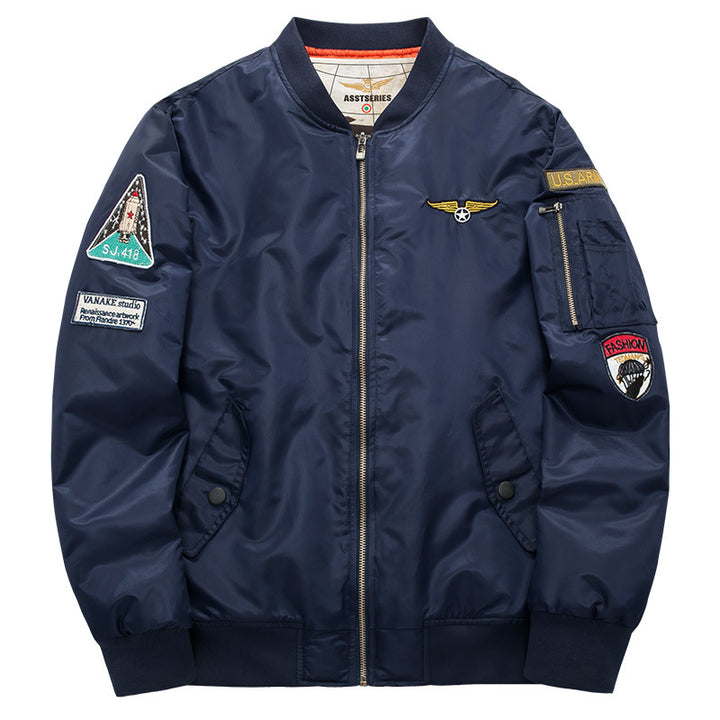 Men's  pilot-inspired patch-detail nylon flight jacket with sleeve zip pocket Nord Taschen