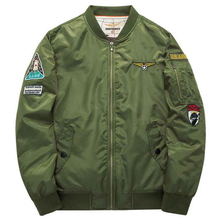 Men's  pilot-inspired patch-detail nylon flight jacket with sleeve zip pocket Nord Taschen