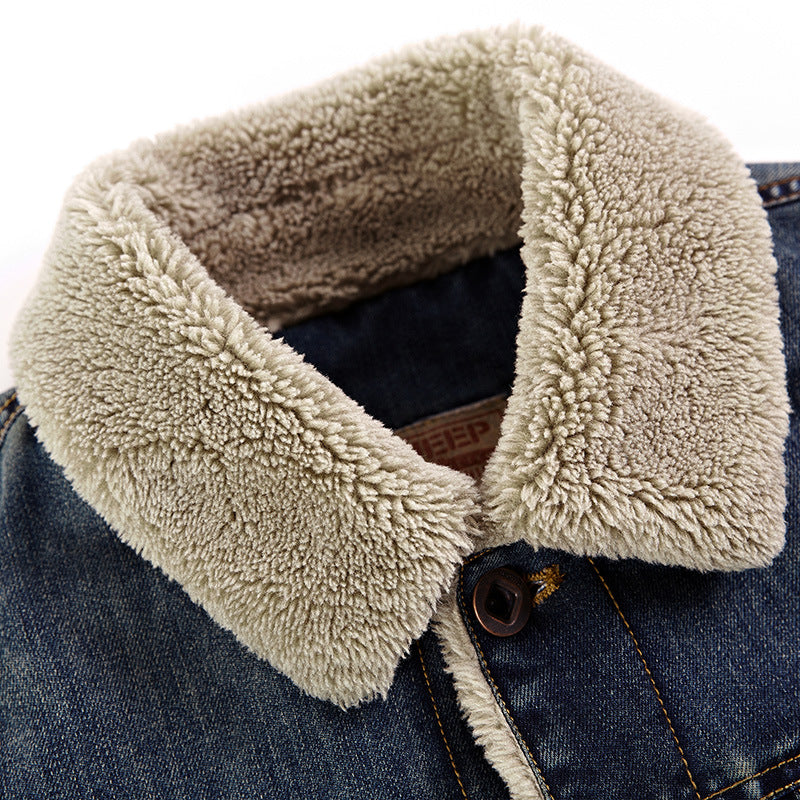 Herren Warm gefütterte Denimjacke Nord Taschen