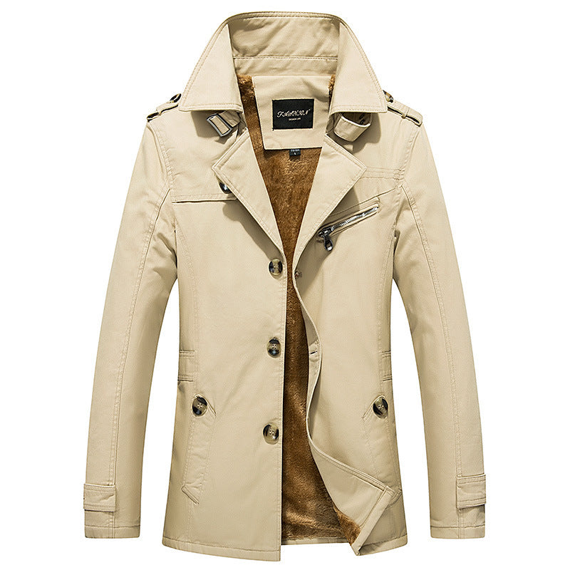 Herren Modische Trenchjacke mit Teddyfutter Nord Taschen