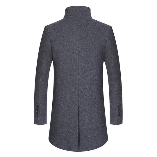 Herren Moderner Wollmix-Chesterfieldmantel mit gesteppter Thermofutter-Innenlage und erhöhtem Stehkragen Nord Taschen