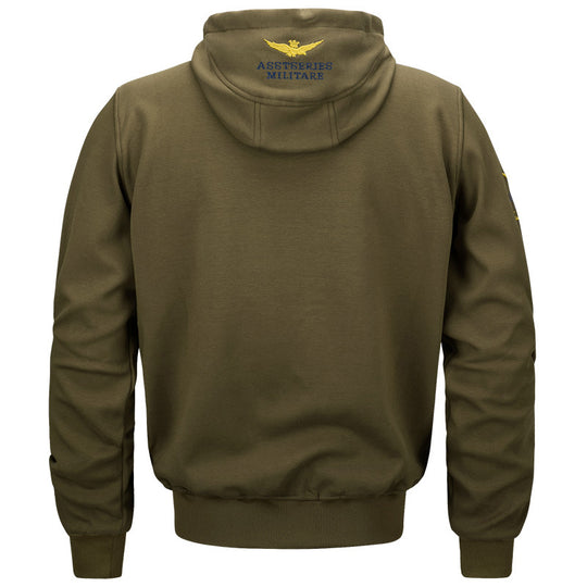 Men's  military inspired cotton-blend hooded sweatshirt with ribbed cuffs and embroidered insignia Nord Taschen