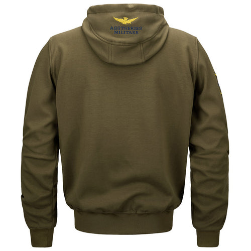 Men's  military inspired cotton-blend hooded sweatshirt with ribbed cuffs and embroidered insignia Nord Taschen