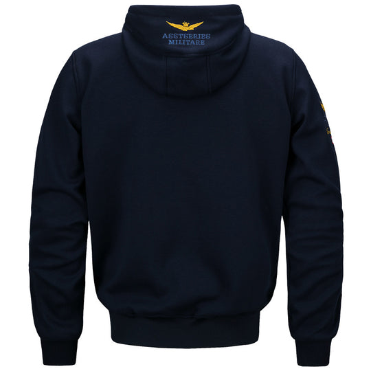Men's  military inspired cotton-blend hooded sweatshirt with ribbed cuffs and embroidered insignia Nord Taschen