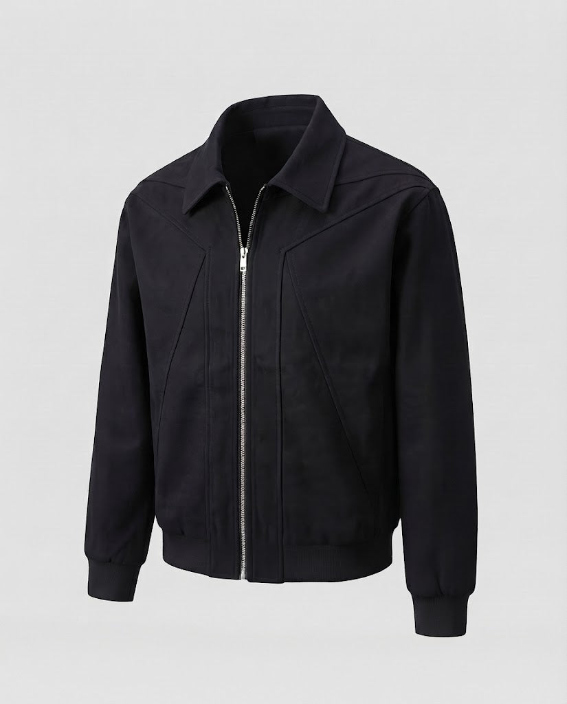 Herren geometrische Hemdjacke mit durchgehendem Reißverschluss und strukturierter Nahtführung Nord Taschen