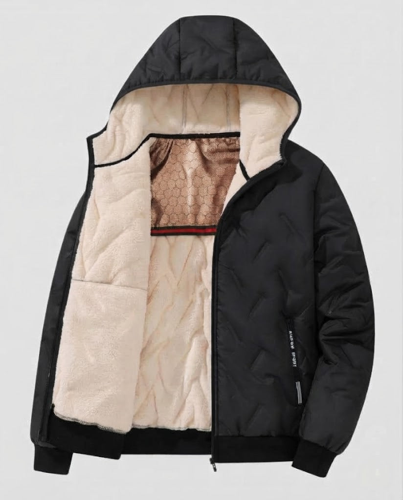 Herren Kapuzen‑Wattierte Thermo‑Bomberjacke mit Teddyfutter und winddichter Außenlage Nord Taschen