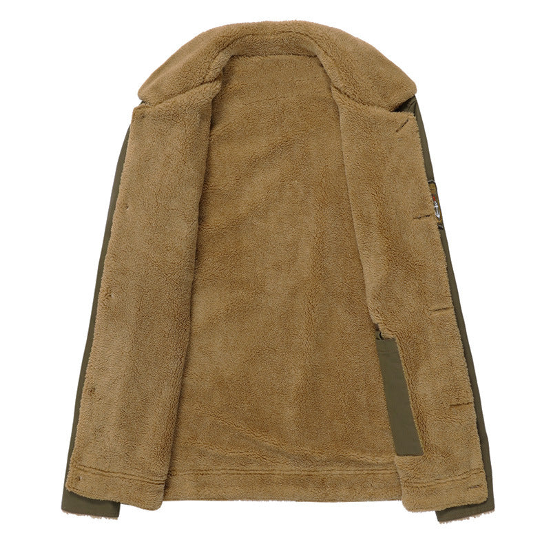 Herren Canvas-Truckerjacke mit Teddyfutter, hohem Umlegekragen und Utility-Taschen Nord Taschen