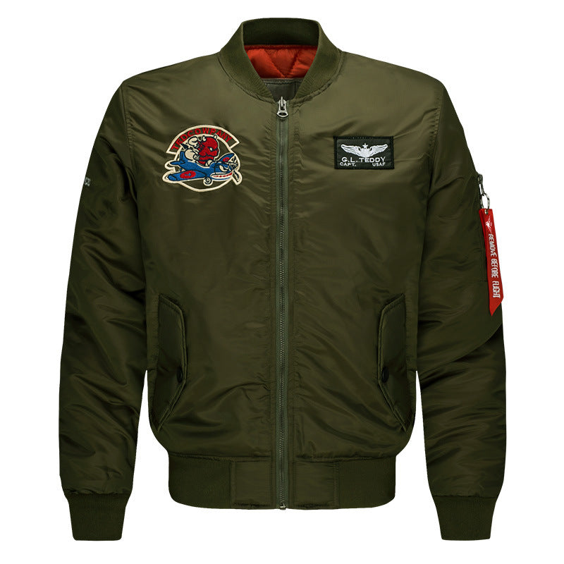 Men's  low-profile flight bomber with embroidered crests sleeve zipper utility pocket and insulated orange lining Nord Taschen